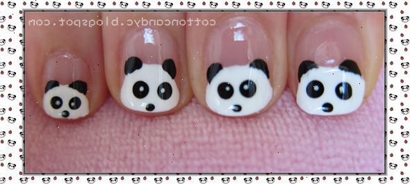 Hvordan laver panda nail art. Påfør et stort på den øverste halvdel af dine negle med hvide neglelak.